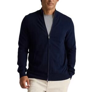 EUC Quince Mongolian Cashmere Full Zip Men’s Size Large Sweater True Navy 3334